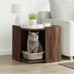 Vidaxl meuble de bac � liti�re pour chat ch�ne marron bois ing�nierie 857757