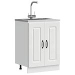 Vidaxl meuble bas pour vier kalmar blanc 60x46x815cm bois ingnierie meuble bas de cuisine meuble bas ...