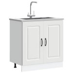 Vidaxl meuble bas pour vier kalmar blanc 80x46x815cm bois ingnierie meuble bas de cuisine meuble bas ...