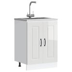 Vidaxl meuble bas pour vier kalmar blanc brillant 60x46x815 cm meuble bas de cuisine meuble bas de cuisine ...