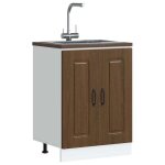 Vidaxl meuble bas pour vier kalmar chne marron bois dingnierie meuble bas de cuisine meuble bas de ...