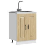 Vidaxl meuble bas pour �vier kalmar ch�ne sonoma bois ding�nierie meuble bas de cuisine meuble bas de ...