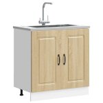 Vidaxl meuble bas pour vier kalmar chne sonoma bois ingnierie meuble bas de cuisine meuble bas de ...