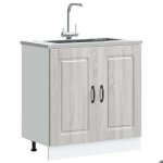 Vidaxl meuble bas pour vier kalmar chne sonoma bois ingnierie meuble bas de cuisine meuble bas de ...