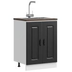Vidaxl meuble bas pour vier kalmar noir 60x46x815 cm bois ingnierie meuble bas de cuisine meuble bas ...