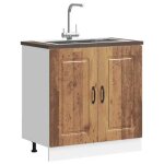 Vidaxl meuble bas pour vier kalmar noir 80x46x815 cm bois ingnierie meuble bas de cuisine meuble bas ...