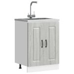 Vidaxl meuble bas pour vier kalmar sonoma gris bois dingnierie meuble bas de cuisine meuble bas de ...