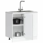 Vidaxl meuble bas de cuisine gris bton bois dingnierie meuble bas de cuisine meuble bas  tiroir de ...