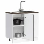 Vidaxl meuble bas du lavabo noir bois dingnierie meuble bas de cuisine meuble bas  tiroir de cuisine ...