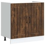 Vidaxl meuble de base de lavabo lucca chne fum bois dingnierie meuble bas de cuisine meuble bas  ...