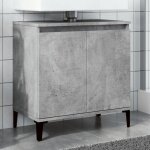 Vidaxl meuble dvier gris bton 58x33x60 cm bois dingnierie meuble de lavabo de salle de bain meuble ...