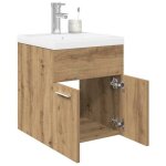 Vidaxl meuble lavabo avec bassin et robinet int�gr�s ch�ne artisanal armoire lavabo de salle de bain ...