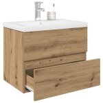 Vidaxl meuble lavabo avec bassin et robinet intgrs chne artisanal armoire lavabo de salle de bain ...