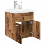 Vidaxl meuble lavabo avec bassin et robinet int�gr�s vieux bois armoire lavabo de salle de bain meuble ...