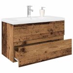 Vidaxl meuble lavabo avec bassin et robinet intgrs vieux bois armoire lavabo de salle de bain meuble ...