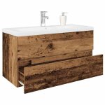 Vidaxl meuble lavabo avec bassin et robinet intgrs vieux bois armoire lavabo de salle de bain meuble ...