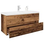 Vidaxl meuble lavabo avec bassin et robinet intgrs vieux bois armoire lavabo de salle de bain meuble ...