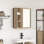 Vidaxl meuble murale de salle de bain miroir ch�ne sonoma 50x21x60 cm armoire suspendue de salle de bain ...