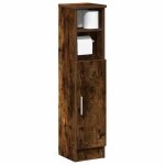 Vidaxl meuble de salle de bain avec porte - rouleau ch�ne fum� meuble de rangement de salle de bain armoire ...