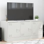 Vidaxl meuble tv blanc 99x39x44 cm acier banc tv meuble tl meuble multimdia buffet tv meuble hifi ...