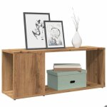 Vidaxl meuble tv ch�ne artisanal 80x24x32 cm bois ding�nierie banc tv meuble hifi centre de divertissement ...