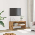Vidaxl meuble tv ch�ne artisanal 80x40x40 cm bois ding�nierie banc tv meuble hifi centre de divertissement ...