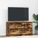 Vidaxl meuble tv ch�ne fum� 100x35x54 cm bois ding�nierie banc tv meuble hifi centre de divertissement ...