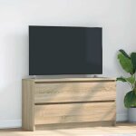 Vidaxl meuble tv ch�ne sonoma 100x35x54 cm bois ding�nierie banc tv meuble hifi centre de divertissement ...