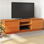 Vidaxl meuble tv cire marron 140x35x40 cm bois pin massif support tv meuble multimdia centre de divertissemen ...
