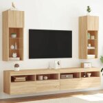 Vidaxl meubles tv avec lumi�res led 2 pcs armoires de t�l�vision murales meubles t�l� avec rangement ...