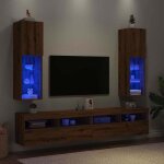 Vidaxl meubles tv avec lumires led 2pcs chne artisanal 305x30x102cm support tv armoire mdia console ...
