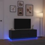 Vidaxl meuble tv avec lumi�res led ch�ne noir 1605x41x50 cm support tv meuble t�l� meuble multim�dia ...