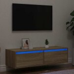 Vidaxl meuble tv avec lumi�res led ch�ne sonoma 100x355x25 cm meuble hifi centre de divertissement armoire ...
