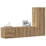 Vidaxl meubles tv muraux 3 pcs chne artisanal bois dingnierie banc tv meuble hifi centre de divertissement ...