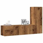 Vidaxl meubles tv muraux 3 pcs vieux bois bois dingnierie banc tv meuble hifi centre de divertissement ...