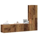 Vidaxl meubles tv muraux 3 pcs vieux bois bois dingnierie banc tv meuble hifi centre de divertissement ...