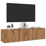 Vidaxl meuble tv mural chne artisanal 120x30x30 cm bois dingnierie support tv armoire mdia console ...