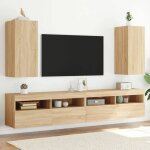 Vidaxl meubles tv muraux lumires led 2 pcs armoires de tlvision suspendues avec rangement meubles ...