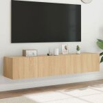 Vidaxl meubles tv muraux lumires led 2 pcs armoires de tlvision suspendues avec rangement meubles ...