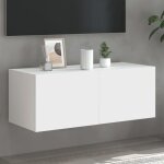 Vidaxl meuble tv mural avec lumires led armoire de tlvision suspendue avec rangement meuble tl flottant ...