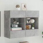 Vidaxl meuble tv avec lumires led armoire de tlvision murale avec tagres meuble tl suspendu salon ...