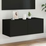 Vidaxl meuble tv mural avec lumires led armoire de tlvision suspendue avec rangement meuble tl flottant ...