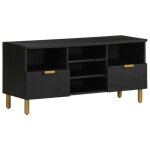 Vidaxl meuble tv noir 100x33x46 cm bois ding�nierie support tv meuble t�l� meuble multim�dia banc tv ...