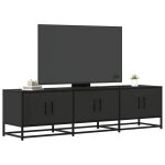 Vidaxl meuble tv noir 150x35x41 cm bois ding�nierie et m�tal banc tv meuble hifi centre de divertissement ...