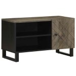 Vidaxl meuble tv noir 80x33x46 cm bois massif de manguier banc tv meuble tl meuble multimdia buffet ...