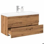 Vidaxl meuble avec vasque intégrée chêne artisanal 101x395x49 cm armoire lavabo de salle de bain meuble ... Vidaxl meuble avec vasque intégrée chêne artisanal 101x395x49 cm armoire lavabo de salle de bain meuble ...
