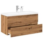 Vidaxl meuble avec vasque intégrée chêne artisanal 91x395x49 cm armoire lavabo de salle de bain meuble ... Vidaxl meuble avec vasque intégrée chêne artisanal 91x395x49 cm armoire lavabo de salle de bain meuble ...