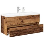 Vidaxl meuble avec vasque int�gr�e vieux bois 101x395x49 cm armoire lavabo de salle de bain meuble de ...