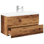 Vidaxl meuble avec vasque intégrée vieux bois 91x395x49 cm armoire lavabo de salle de bain meuble de ... Vidaxl meuble avec vasque intégrée vieux bois 91x395x49 cm armoire lavabo de salle de bain meuble de ...