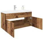 Vidaxl meuble avec vasque int�gr�e vieux bois bois ding�nierie armoire lavabo de salle de bain meuble ...